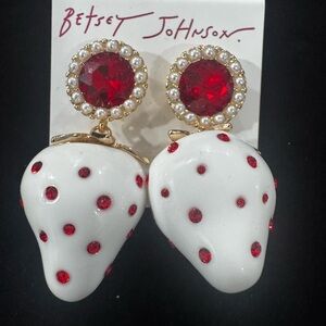 Betsey Johnson Red and White Strawberry Earrings